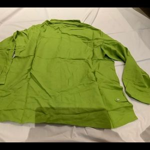 DIALOGUE LIME GREEN LINEN BLEND BLOUSE SZ 1X